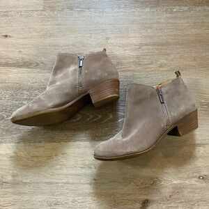 Lucky Brand Suede Ankle Booties in Taupe
